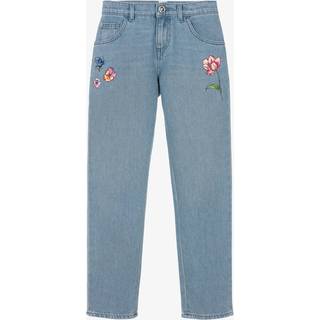 Versace Kids Blossom embroidered tapered jeans - blue - Y 14