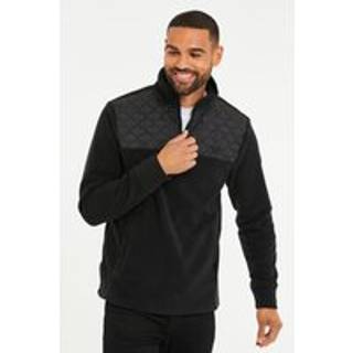 Threadbare Threadbare Black Quarter Zip Quilted Fleece Sweatshirt