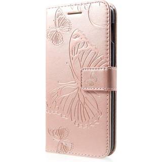 Samsung Galaxy S10e Læder Cover m. Pung Butterflies - Rose Gold