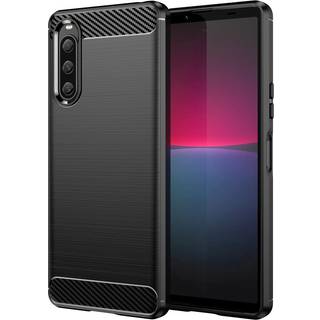 Sony Xperia 10 V Brushed Carbon Bagside Cover - Sort