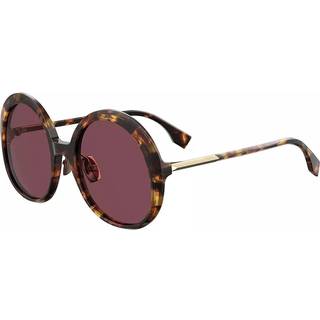 Fendi Kvinde FF 0430/S 086/U1 Outlet solbriller Acetat Dark Havana Violet Rund Normal