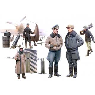 WWII German Luftwaffe Pilots and Ground Personnel in Winter Uniform