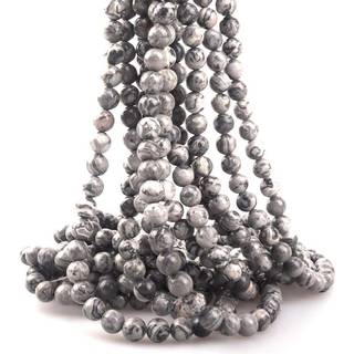 ICAI perler 8mm Natural Map Stone Round Loose Stone Perles til smykker Making DIY Crafts Design 1 Strand 15 """" Appr.43-45pcs