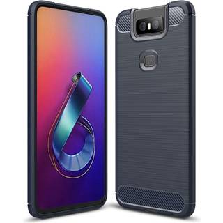 Asus Zenfone 6 (ZS630KL) Brushed Carbon Fiber Texture Cover Mørkeblå