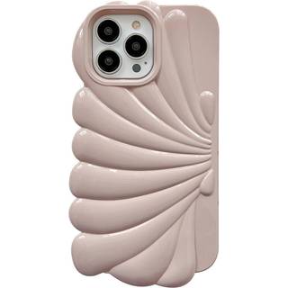 iPhone 14 Pro Plast Cover - Muslingeskal Design - Lyserød