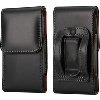 Universal Soft Læder Flipcover til Mobil Sort - (Maks. Mobil: 165 x 83 x 18 mm)