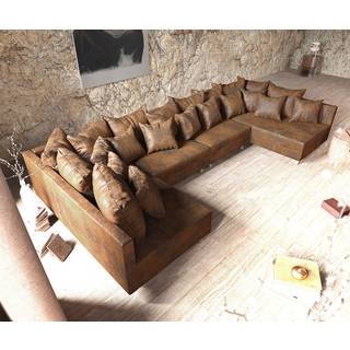 Wohnlandschaft Clovis XL Braun Antik Optik Modulsofa