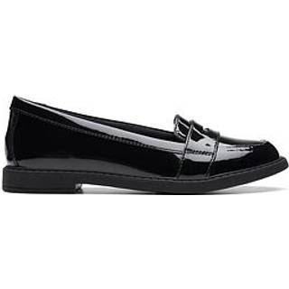 Clarks Clarks Black Multi Fit Patent Scala Loafer School Shoes
