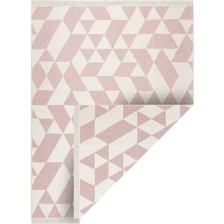 Tæppe TWIN 22992 geometrisk, bomuld, dobbeltsidet, Økologiske frynser - pink / creme 80x300 cm