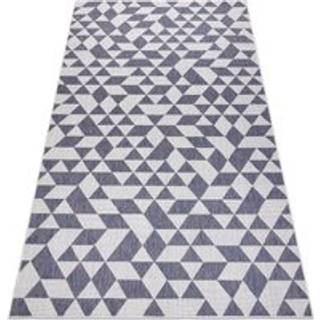 Sisaltæppe SISAL SION Geometrisk, Trekanter 22373 fladvævning ecru / blå / lyserød 140x190 cm