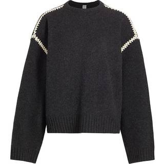 Toteme Embroidered wool, cashmere, and cotton sweater - beige - M