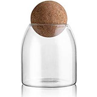 Moladri 500 ml/16oz klar glasopbevaring s?d d?seholder kugle tr? kork top moderne dekorativ cylinder container krukke med rund l?g til kaffe kryd