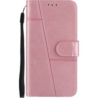 iPhone 8 Plus / 7 Plus Læder Flip Cover m. Pung og Strop - Lyserød