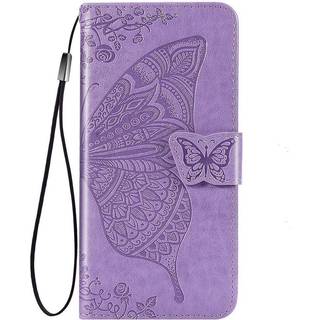 Samsung Galaxy A52s (5G) / A52 (4G / 5G) Læder Flip Cover - Sommerfugle Imprint - Lavendel