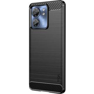 Motorola Edge 40 Brushed Carbon Bagside Cover - Sort