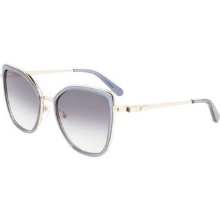 Ferragamo Kvinde SF293S 743 Solbriller Metal Blå Grå Cat Eye Normal
