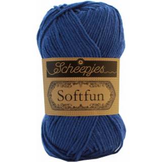 Scheepjes Softfun 2626 Cobalt Indhold: 60% Bomuld / 40% Akryl Vægt/længde: 50 gram = ca. 140 meter Anbefalede pinde: 3.50-4.00 mm Strikkefasthed: 10 cm = 21 x 30 m Maskinvask / Skåneprogram max 30°C.