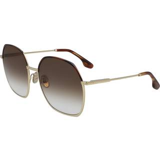 Victoria Beckham Kvinde VB206S 702 Solbriller Metal Guld Brun Rund Skygge
