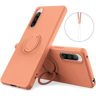 SKALO Sony Xperia 10 V Ultratynd silikonecover med ring - Orange