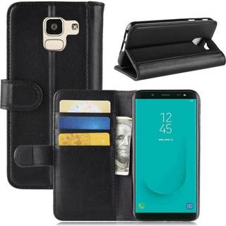 Samsung Galaxy J6 (2018) mobiletui i splidtet læder med kortlommer - Sort