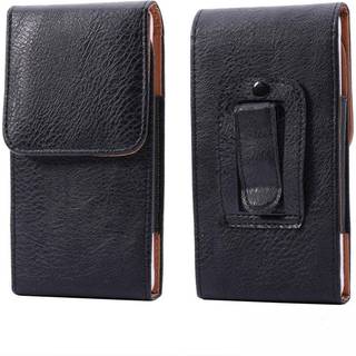 Universal Læder Flip Cover til Mobiler Sort - (Maks. Mobil: 165 x 83 x 18 mm)