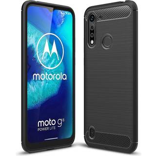 Motorola Moto G8 Power Lite Brushed Carbon Fibre Fleksibelt Plastik Cover - Sort