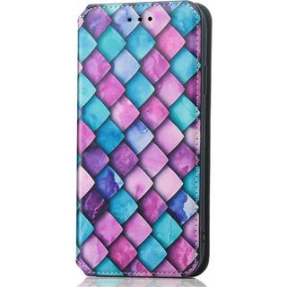 Samsung Galaxy A32 (4G) Caseneo Læder Flip Cover m. Pung & Farverigt Print - Lilla Skæl