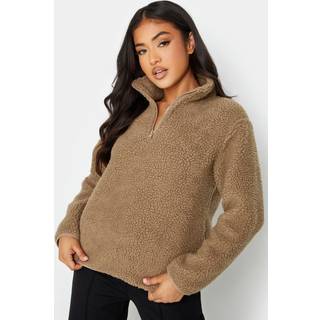 PixieGirl Petite PixieGirl Petite Brown Half Zip Borg Top