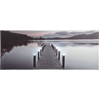 LED Bild Steg am See Berge Leinwand Beleuchtet Leuchtbild Wandbild 100 x 40 cm