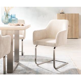Freischwinger Greg-Flex Cord Beige Freischwinger flach Edelstahl Taschenfederkern - Beige, Silber