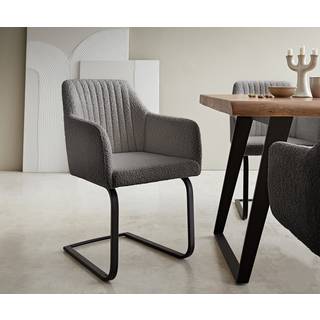 Freischwinger Greg-Flex Bouclé Grau Freischwinger flach Schwarz Taschenfederkern - Grau, Schwarz