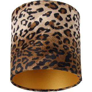 Fløjlslampeskærm leopardprint 20/20/20 guld indvendig