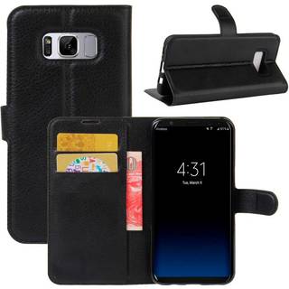 Samsung Galaxy S8 Blødt Læder Cover m. Pung - Sort