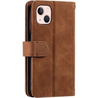 iPhone 14 Læder Flip Cover m. Pung & Magnetlås - Brun