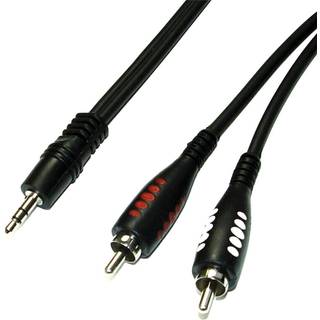 Signalkabel. Minijack stereo - 2 x phono. 1 meter