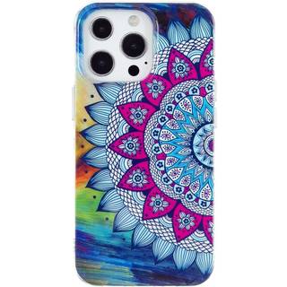 iPhone 15 Pro Selvlysende Fleksibel Bagside Cover af Plastik m. Print - Mandala Blomst