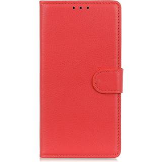iPhone 15 Litchi Læder Flip Cover m. Pung - Rød
