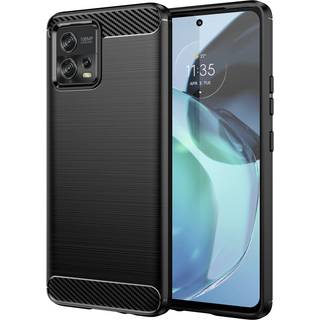 Motorola G72 Brushed Carbon Bagside Cover - Sort