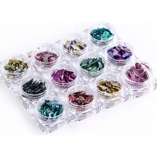 Uregelm?ssig abalone Seashell Skiver 12 Farve 3D Nail Art Shell Piece Nail Patch Mermaid Flakes Nail Art Decoration Sequiner Decals Decals