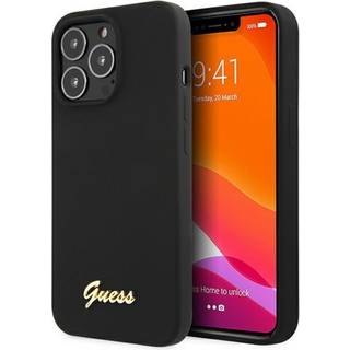 Guess iPhone 13 Pro Max sort hardcase Silikone Script Guld Logo