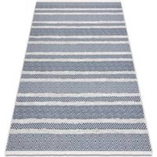 Tæppe MOROC Linjer 22328 Økologisk, EKO SISAL kvaster - to niveauer af fleece fløde / marineblå blå, dywan z bawełny recykling 117x170 cm