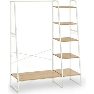 Vasagle tøjstativ, frakke rack, 45 x 120 x 160 cm, sko rack, åben garderobe, eg hvid