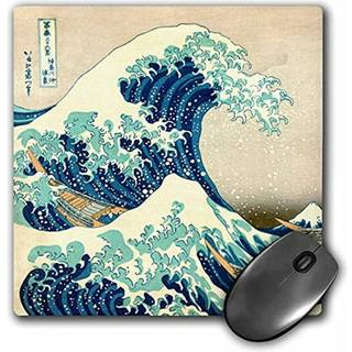 3drose 8 x 8 x 0,25 inches The Great Wave Off Kanagawa af den japanske kunstner Hokusai Dramatic Blue Sea Ocean Ukiyo-e Print 1830 Mouse Pad (MP_