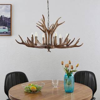 Lindby hængelampe Tejask, Ø 102 cm, 6 lyskilder, gevir, E14