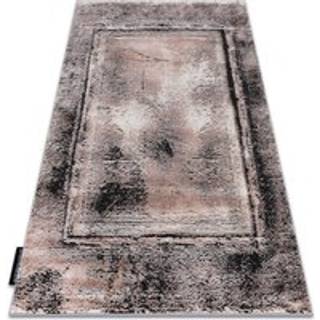 Tæppe DE LUXE moderne 634 Ramme vintage vasket - Strukturelle grå / lyserød 160x220 cm