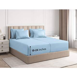 Ekstra Deep Split King Sheet Set - 7 Piece Breathable & Cooling Sheets - Hotel Luxury Bedark Set - Easy Fit - Soft Wrinkle Free & Comfy Sheets Se