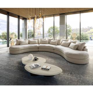 Megasofa Estrea 500x250 cm Bouclé Creme-weiß Rundsofa - Creme - Weiß