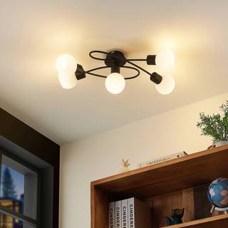 Loftslampe Elaina Lindby, dæmpbar, Sort, Stue/spisestue, Metal, Moderne