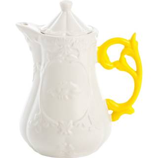 Seletti - I-Wares Teapot In Porcelain Ø 13 cm H 23 cm With Col. Handles - Yellow - Tekander - Selab - Porcelæn