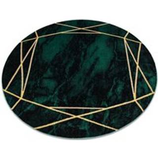 Tæppe EMERALD eksklusiv 1022 cirkel - glamour, stilfuld marmor, geometrisk flaske grøn / guld cirkel 120 cm